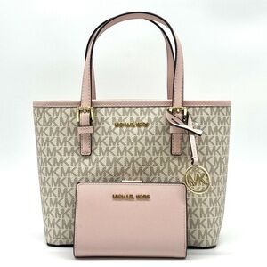 Michael Kors Jet Set Travel XS Logo Top-Zip Tote Bag & Matching Bifold Wallet
